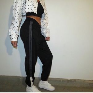 Black/White striped joggers